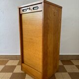 1960s wooden curtain filing cabinet