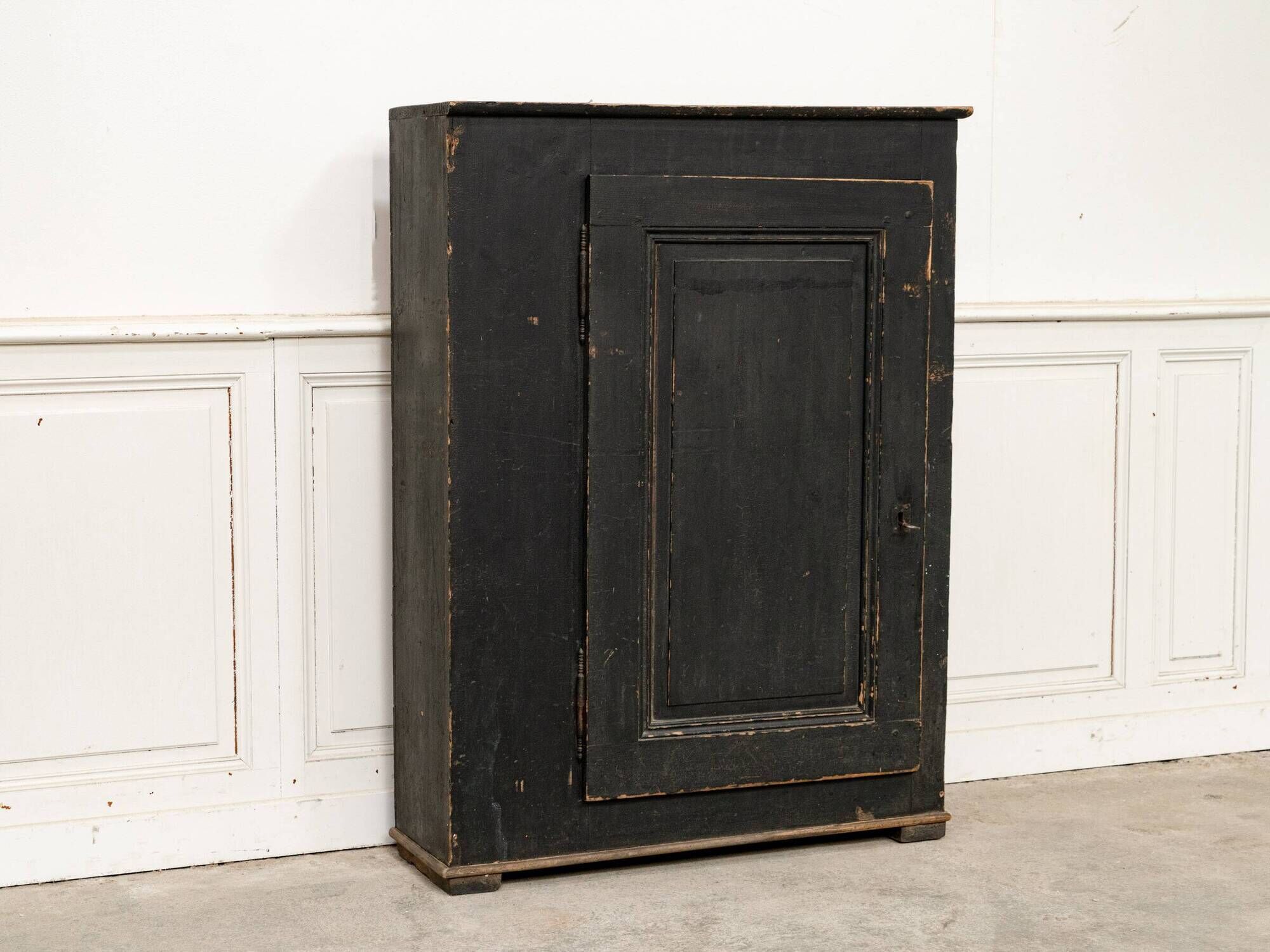 Antique primitive black wood furniture, beautiful original patina from the late 19th century.