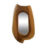 Miroir ovale sculpté en bois d’olivier 1960 - 30x54cm