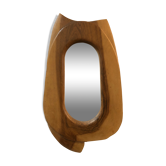Oval mirror carved in olivier wood 1960
