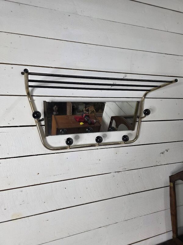Porte manteau vintage a miroir pivotant des années 60