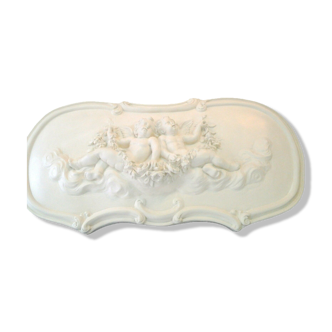 fronton anges en staff plâtre renforcé 69x37cm