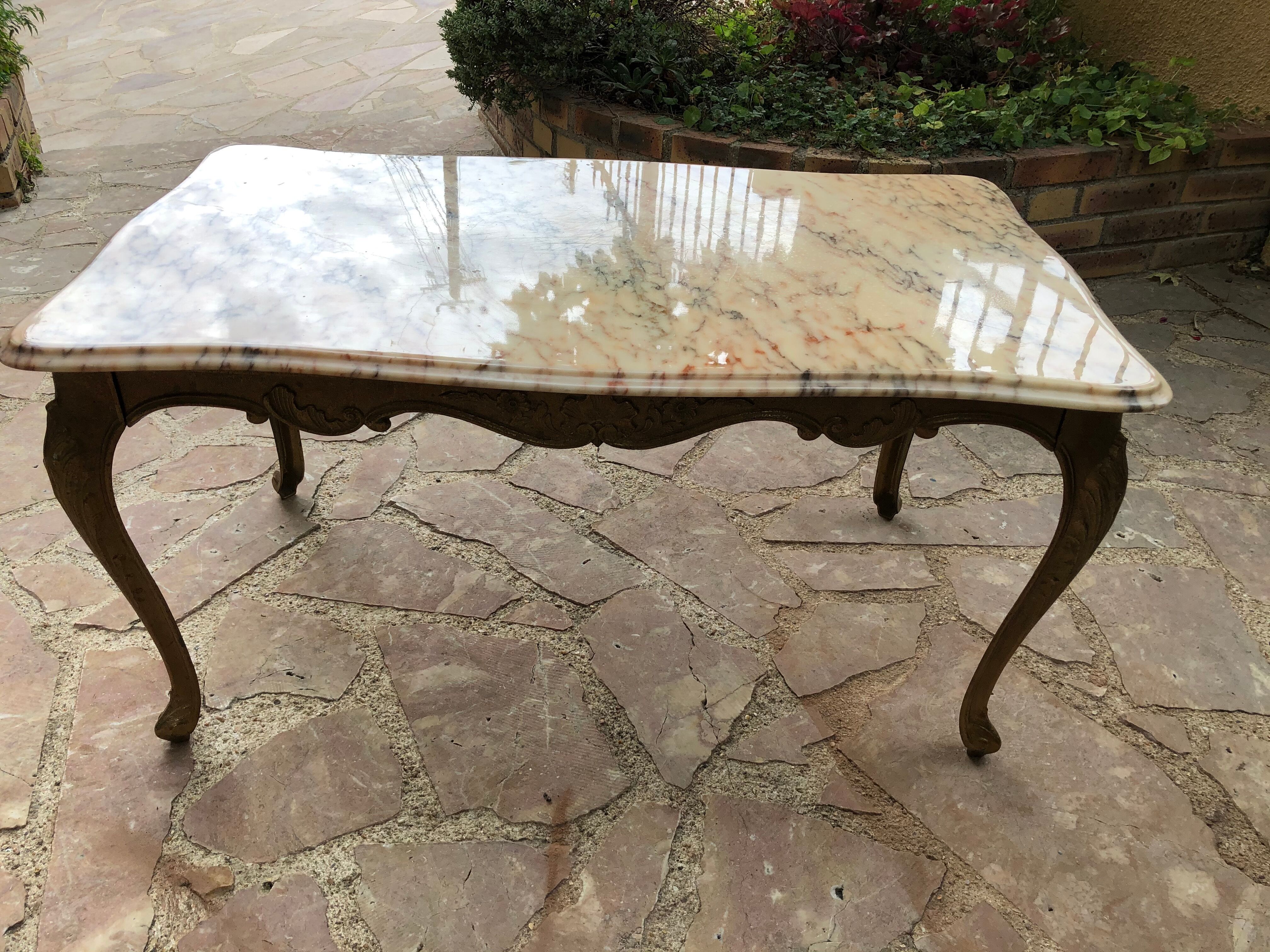 Gold bronze and marble coffee table