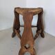 Low tripod farm stool in wood and straw