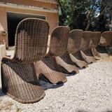 6 vintage rattan chairs dlg Verner PANTON