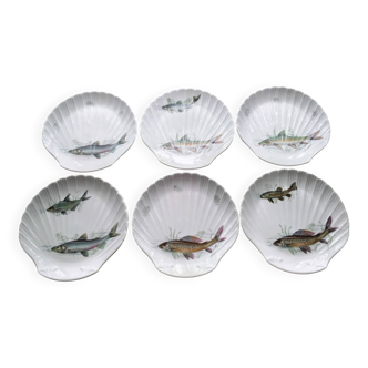 6 Sologne porcelain fish plates