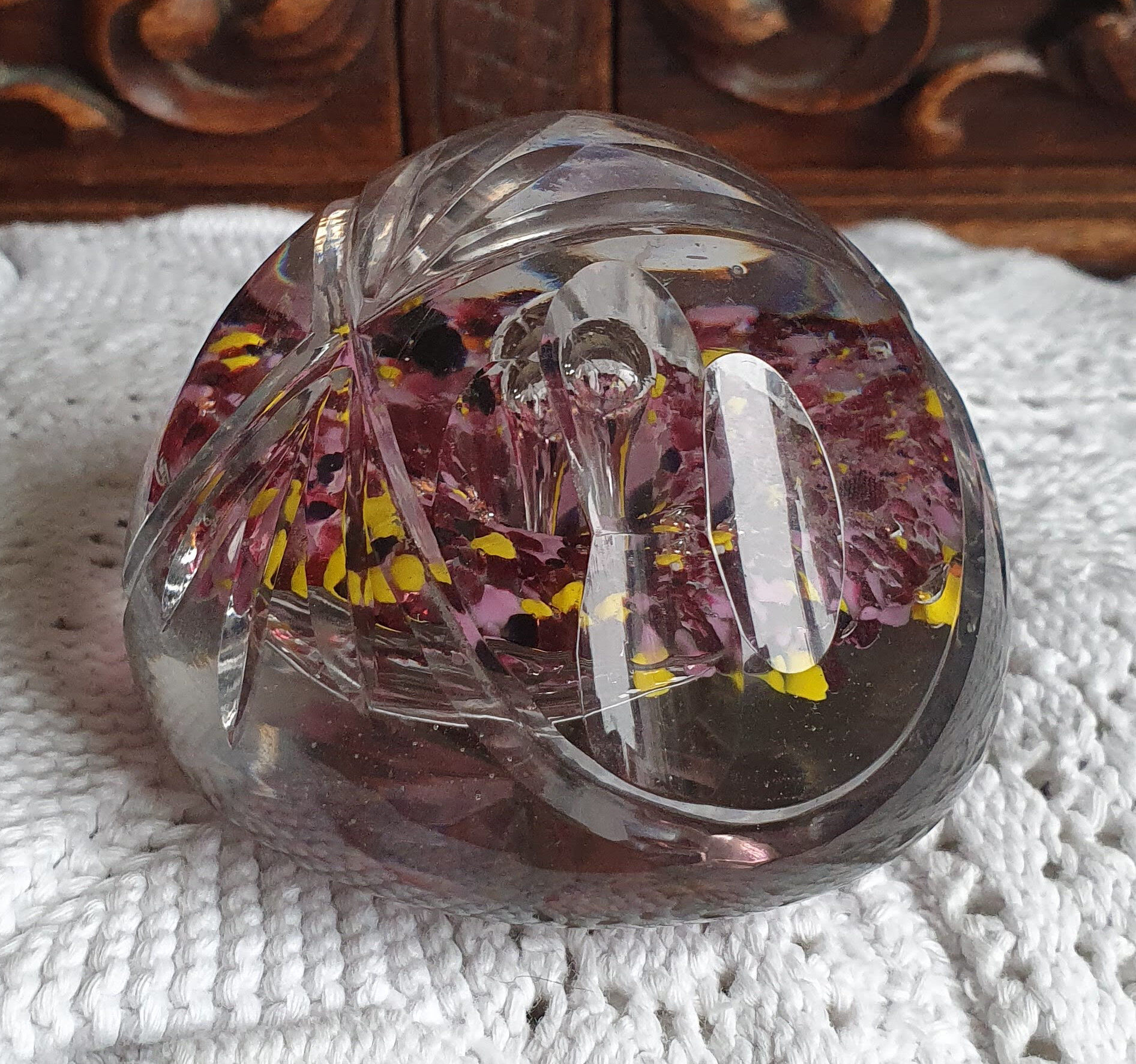 Cut crystal paperweight sulphide