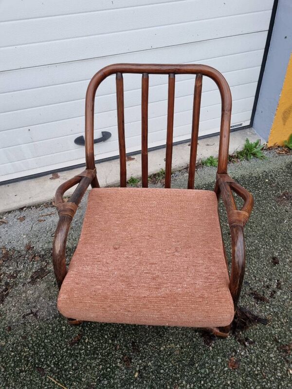 Canapé et 2 fauteuils rotin de 1970