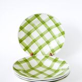 Set of 4 Moulin des Loups soup plates, Scottish model, green tiles, 1950