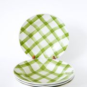 Set of 4 Moulin des Loups soup plates, Scottish model, green tiles, 1950