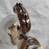 Cut crystal ewer and brass