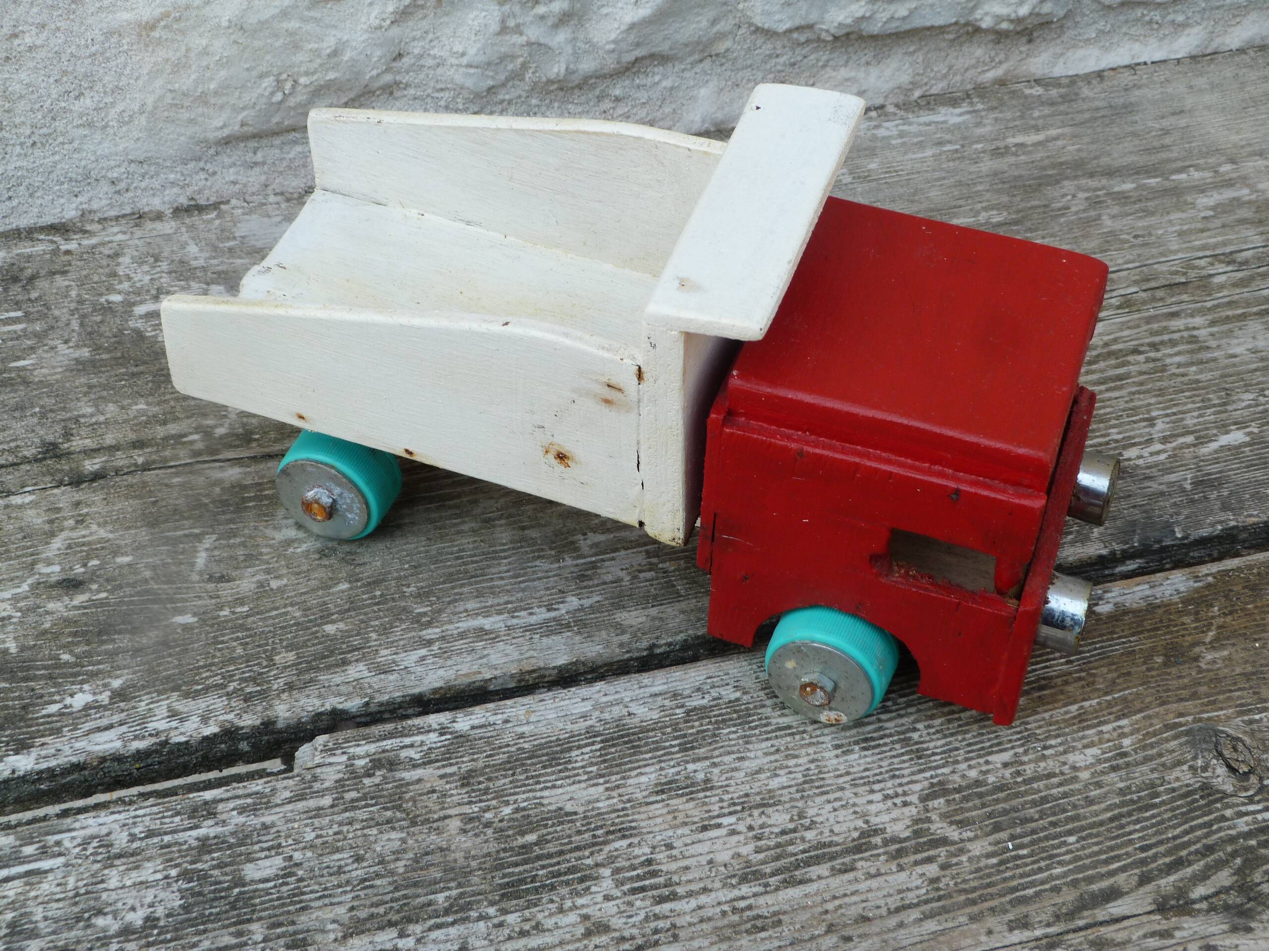 Vintage wooden toy truck handmade