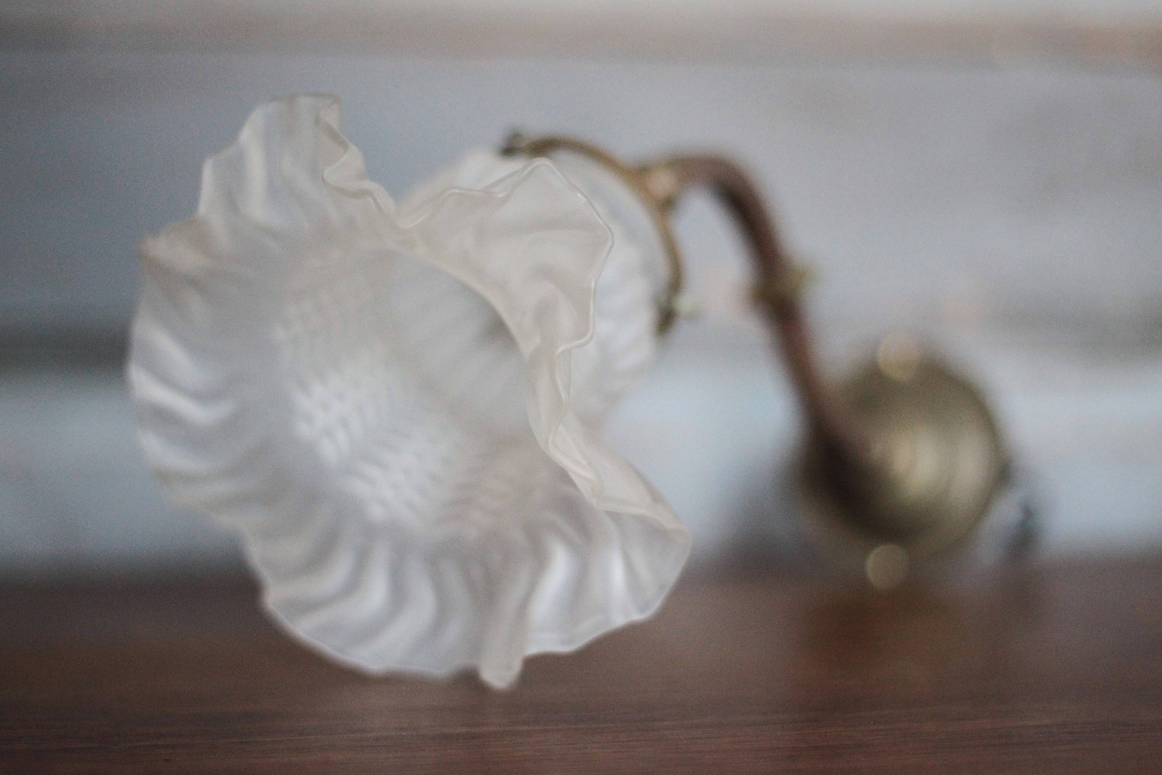Vintage wall light, bronze swan neck and tulip globe wall light