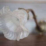 Vintage wall light, bronze swan neck and tulip globe wall light