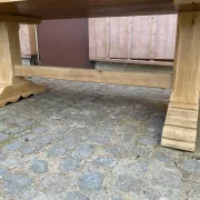Large stripped monastery table in raw solid oak 225cm 1970