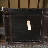 Leather and steel armchairs