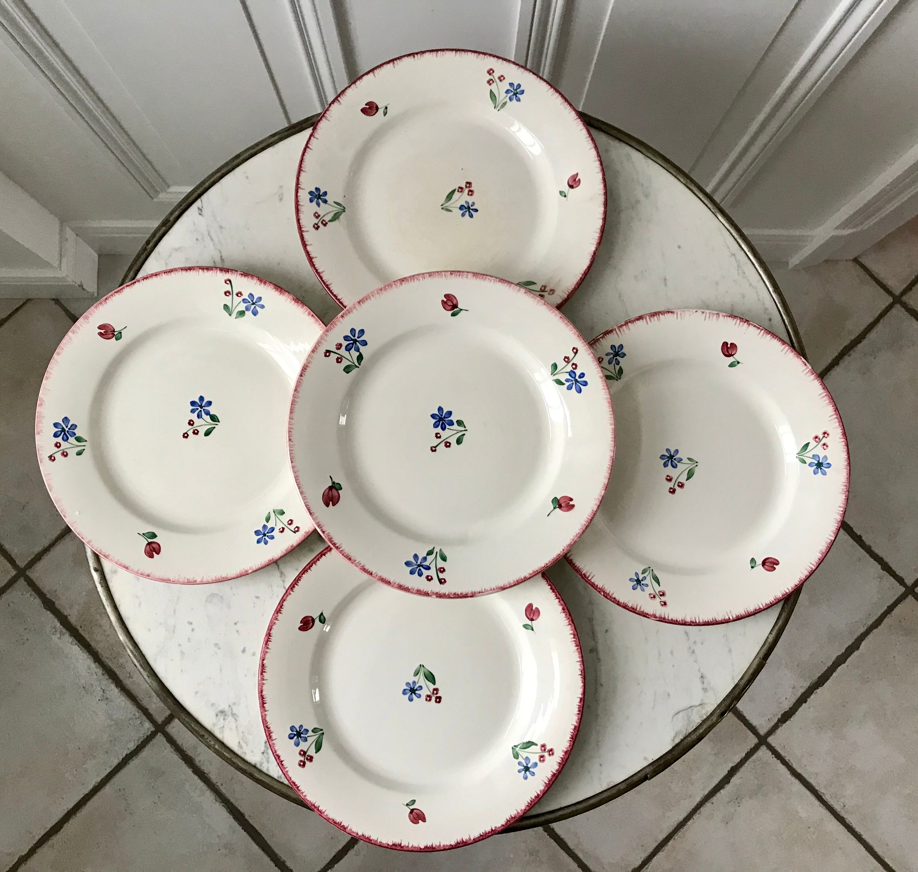 Set of 5 flat plates badonviller model "dany" years 30-40