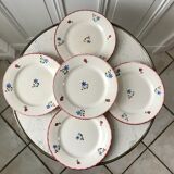 Set of 5 flat plates badonviller model "dany" years 30-40