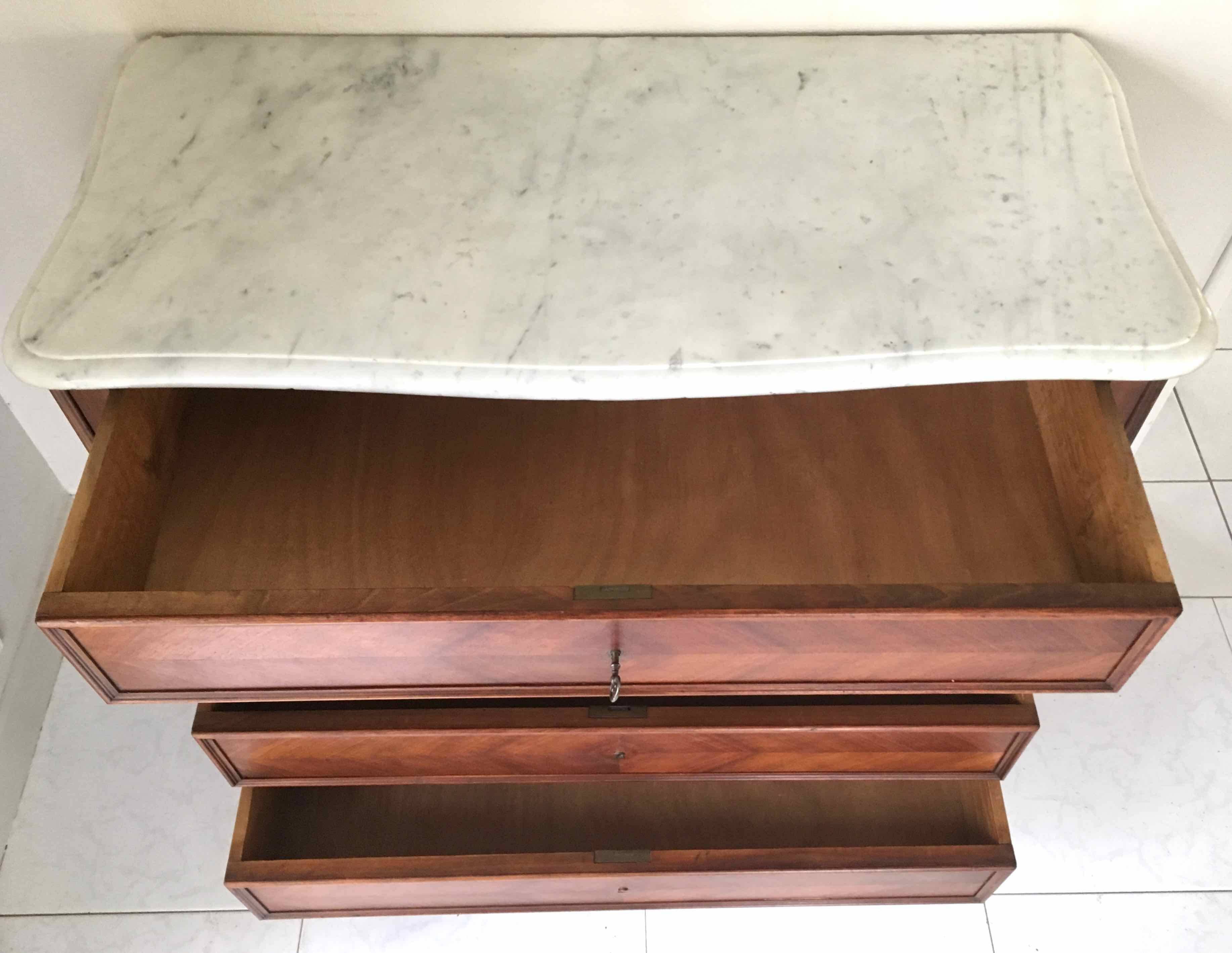 1940 chest of drawers inlaid wood and marble