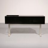 Stunning Willy Rizzo bar / sideboard in black & stainless steel, Italy 1969