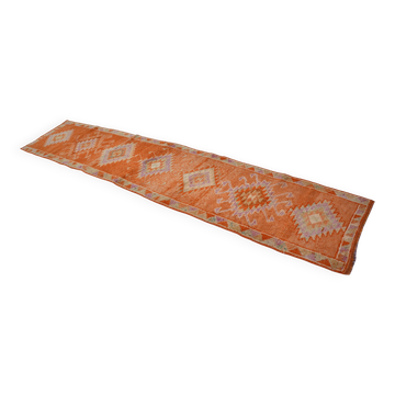 Unique Motif Vintage Wool Runner Rug sku 2120
