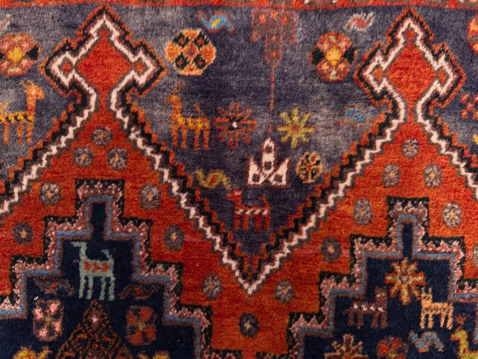 Vintage tribal rug 170x240 cm, wool oriental handmade rug large 2553