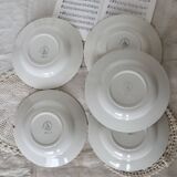 5 Vintage earthenware soup plates from L'Amandinoise, Duck model with leaf border...