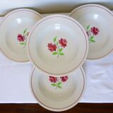 4 K and G Luneville soup plates, Rose Mai model 2106201