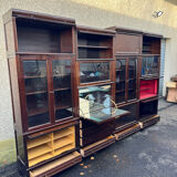 Modular library MD design 1975 mahogany
