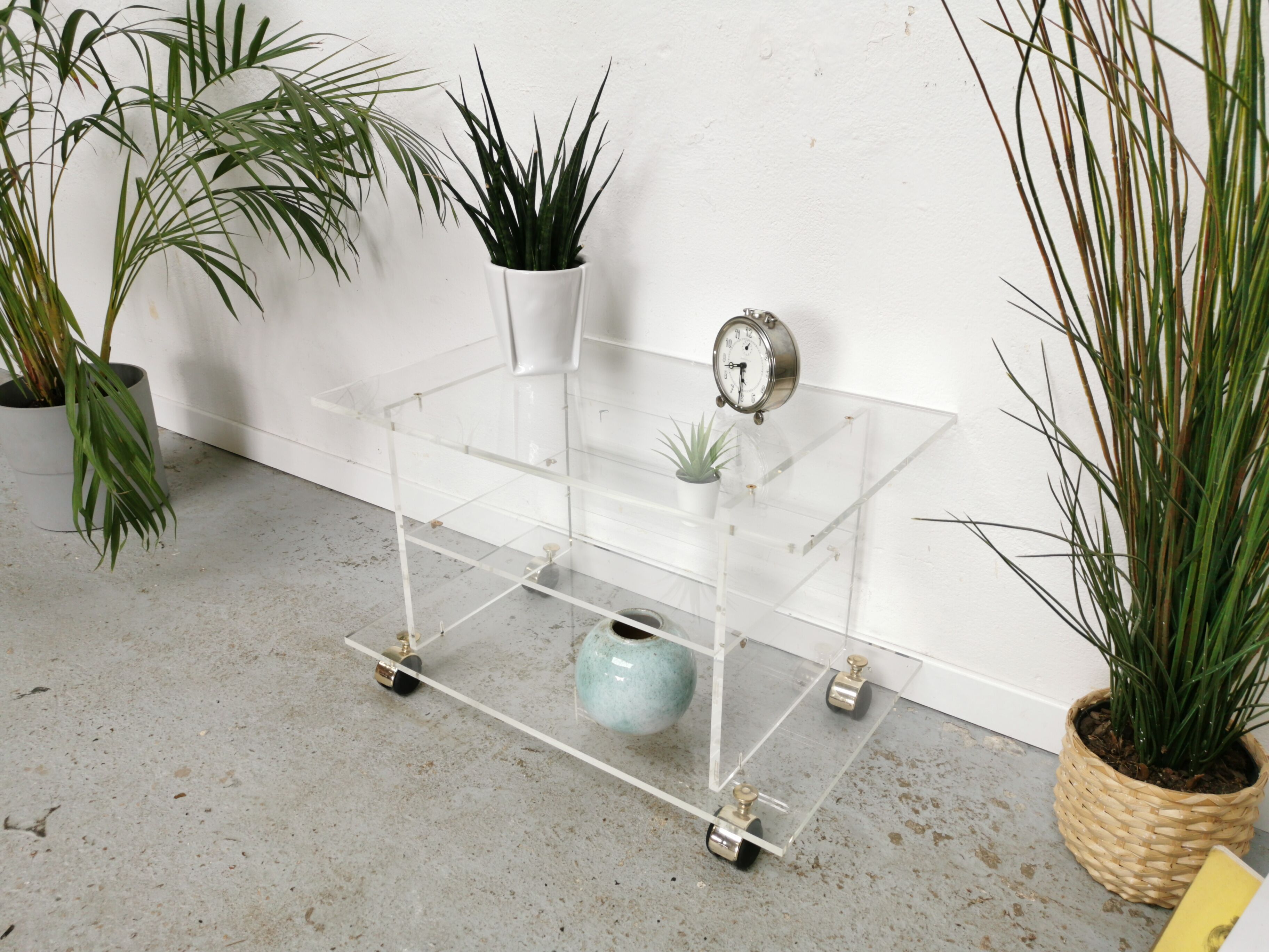 Vintage TV furniture David Lange plexiglass