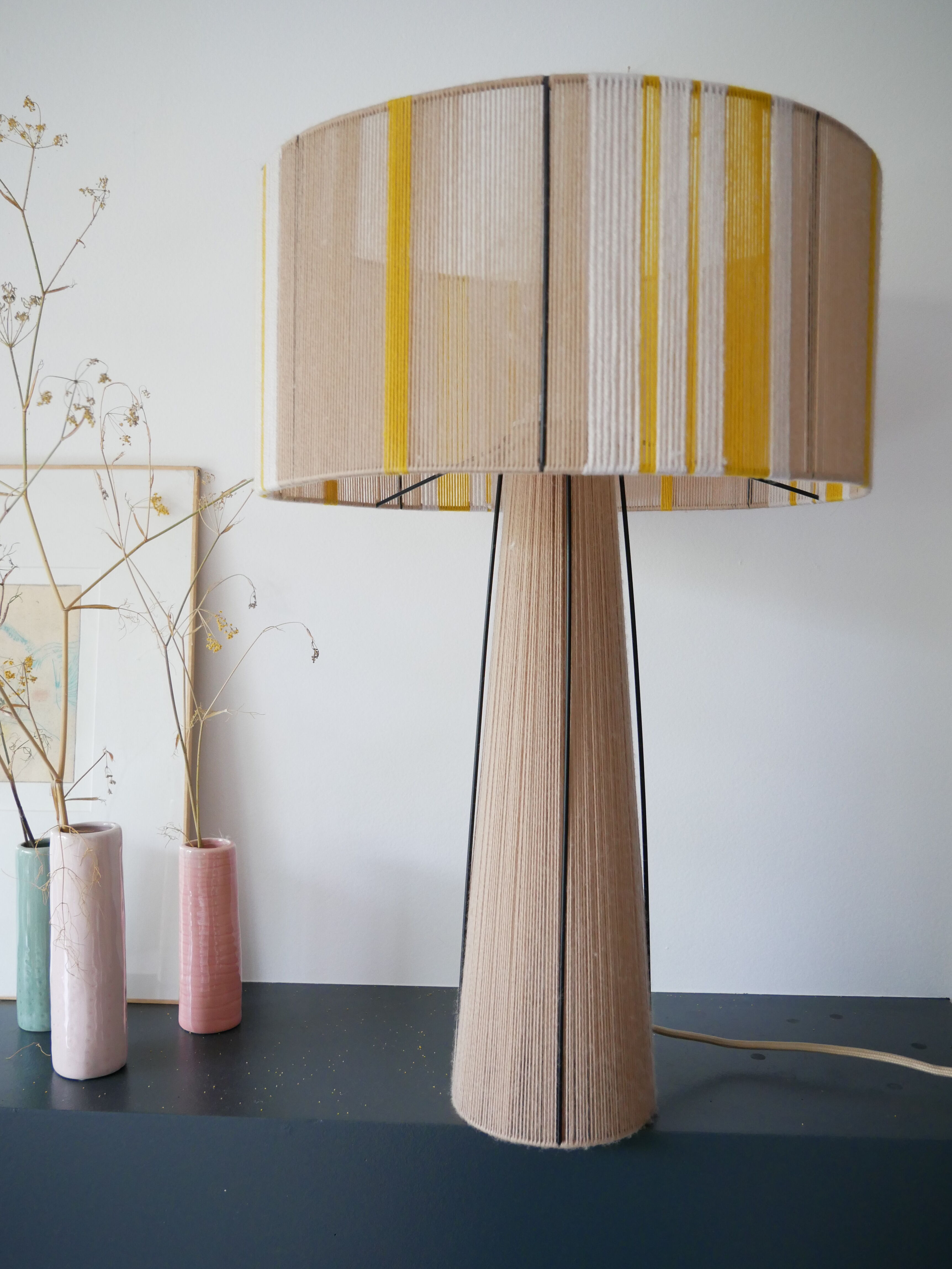 Vera model table lamp - hand-woven lamps - Unique lampshade in woven yarn - suspension t