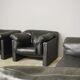 Moroso sofa set and armchairs in black leather, 1984