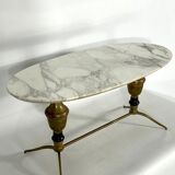 Vintage brass and marble coffee table. Italy 1950s