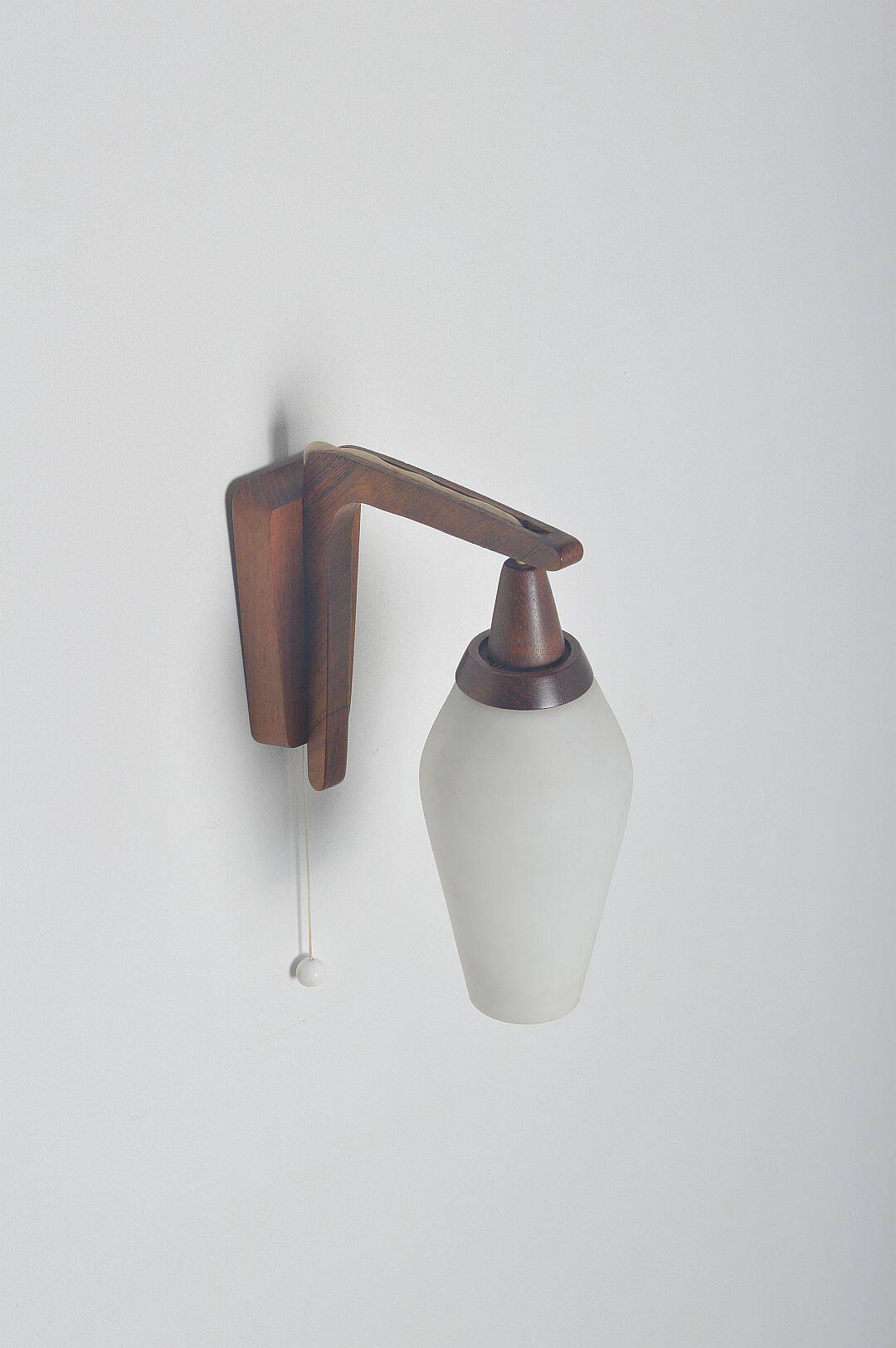 Danish wall lamp in teak with milk glass, 1960s