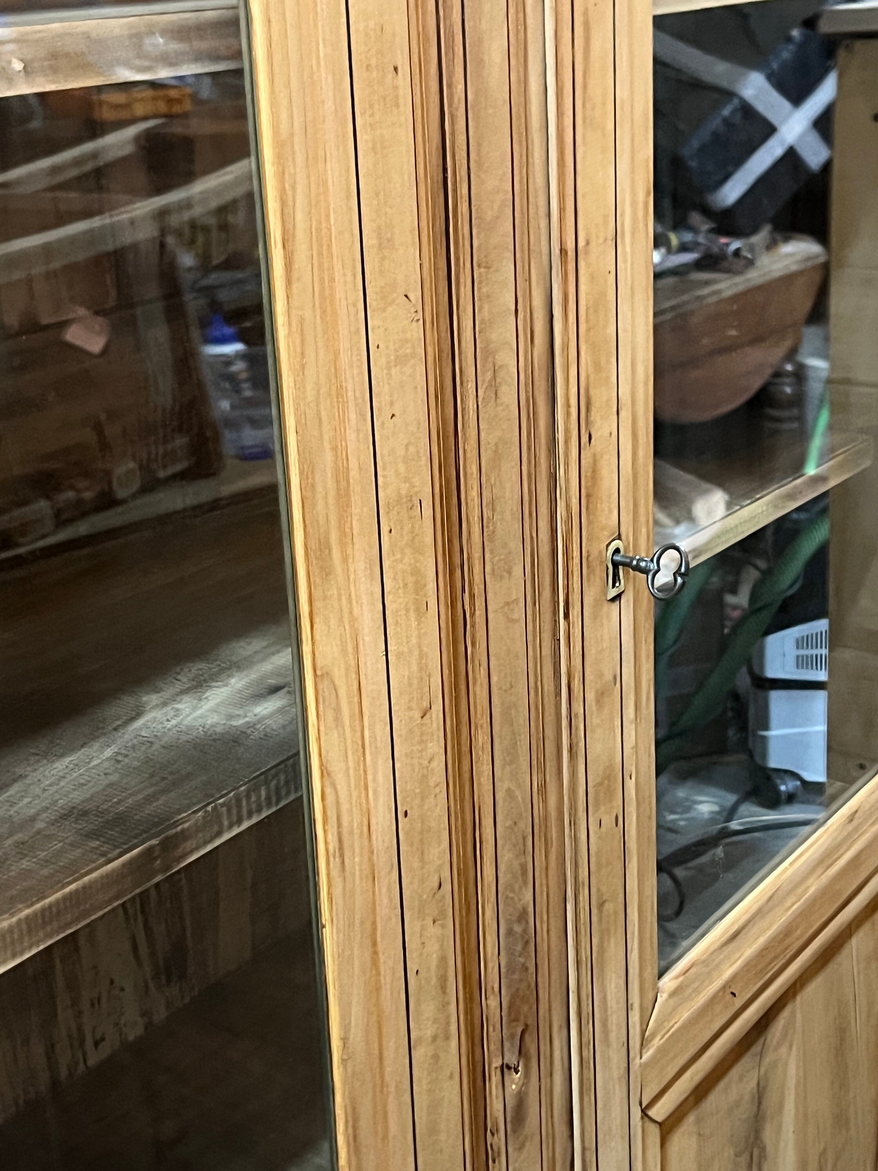 Antique glass-fronted Parisian cupboard: display cabinet bookshelf
