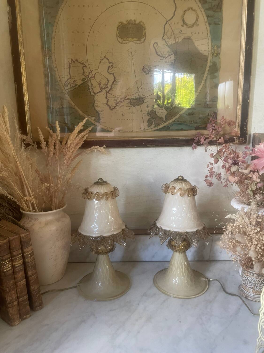 Paire de lampes de chevet en verre de Murano