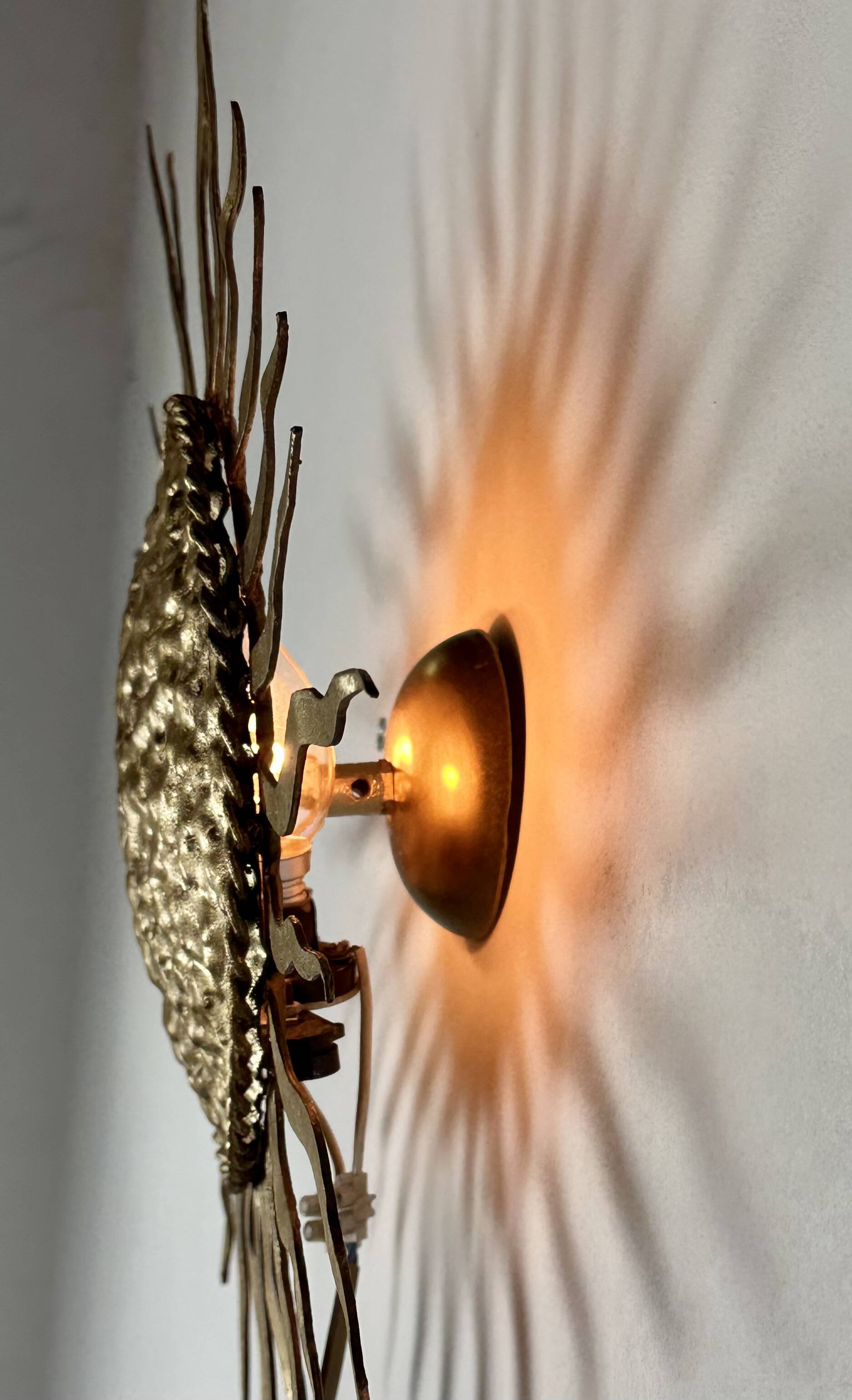 Wall lamp / ceiling lamp vintage sun 1950 in gilded wrought iron