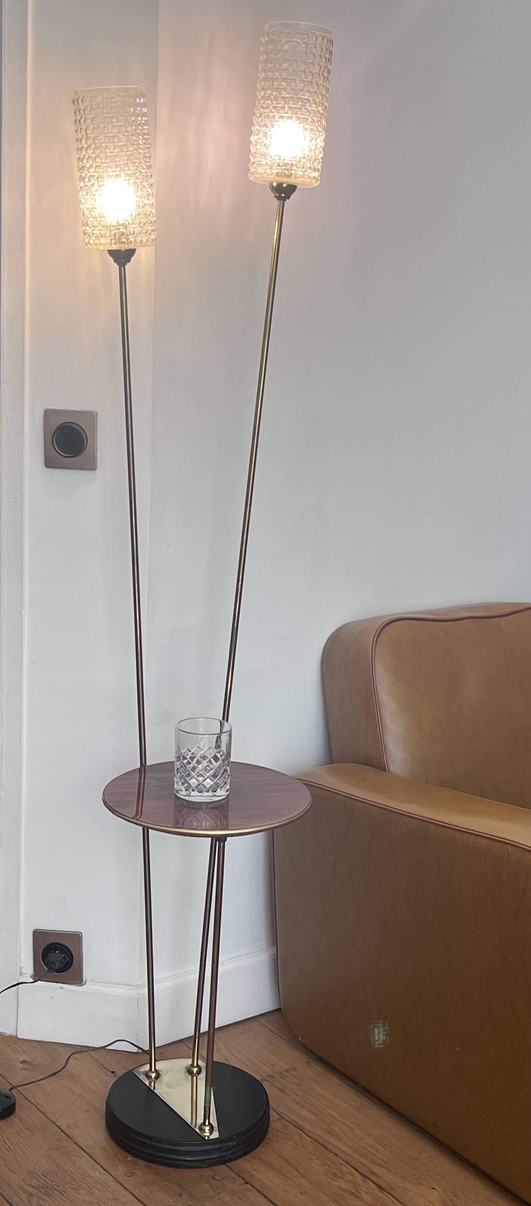 Lampadaire vintage avec tablette intégrée - Année 70