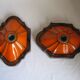 Ensemble de 2 lampes allemandes orange de mur en céramique de la lave de la 1960 / 70s