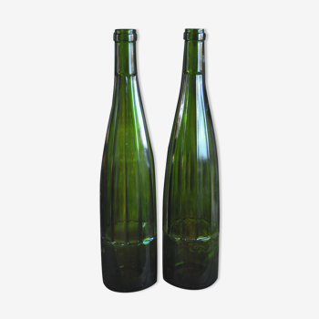 Lot de 2 bouteilles en verre vert à facettes 75cl
