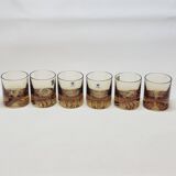 Verreries lorraines cristal set of 6 thick amber whiskey glasses vintage design