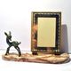 Art Deco Photo Frame Bambi Bronze Statuette and Mirror Glass 1940