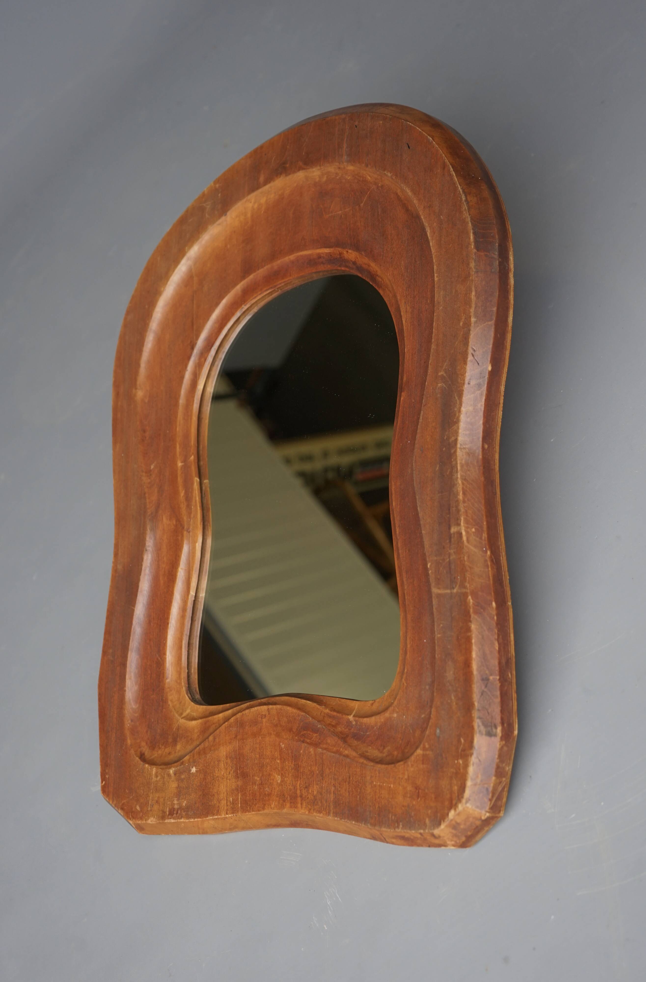 Mid-Century Anthroposophical wooden mirror, 1950s