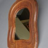 Miroir anthroposophique en bois du milieu du siècle, années 1950