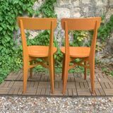 Paire de chaises bistrot caramel 1950