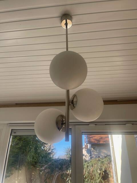 Opaline spaceage pendant light 1970 chrome