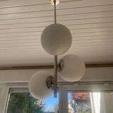 Opaline spaceage pendant light 1970 chrome