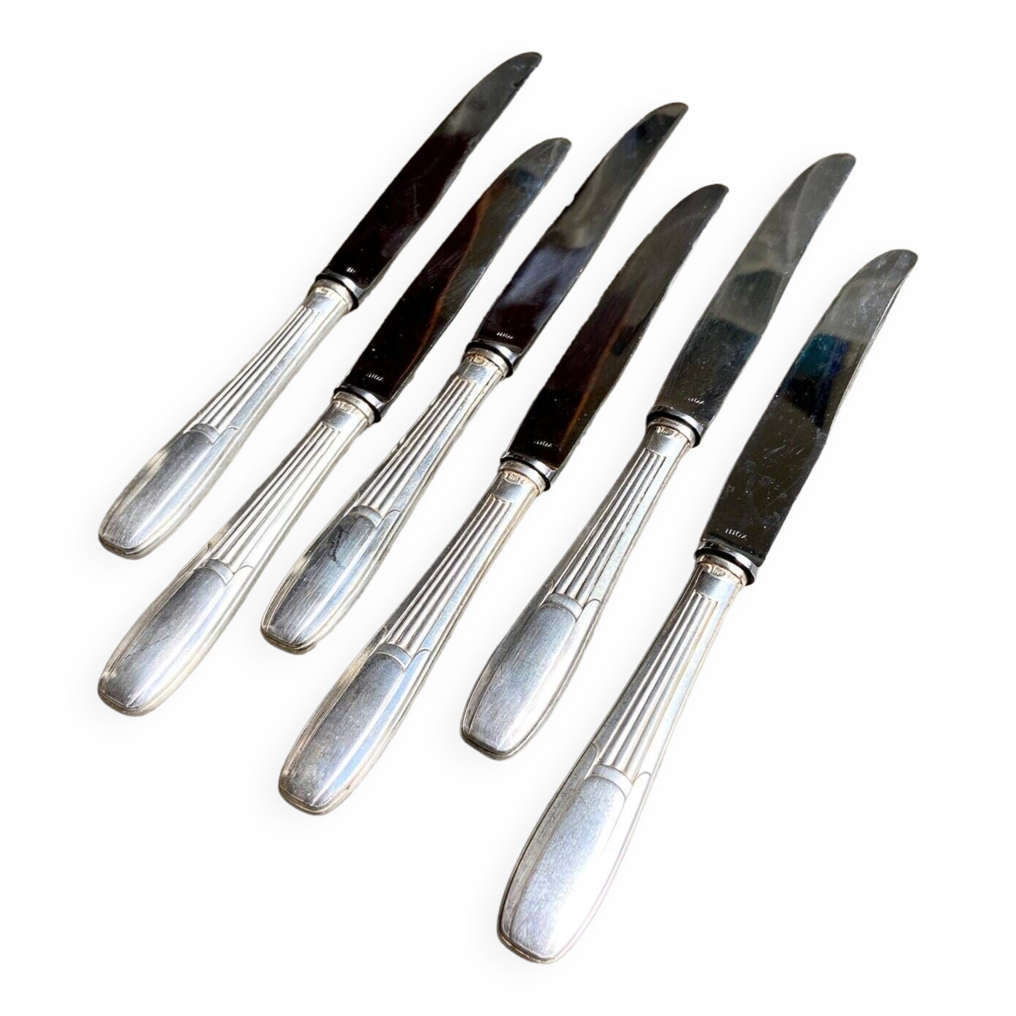 6 silver metal knives