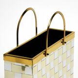 Stunning 1980s brass magazine rack in Hollywood Regency design