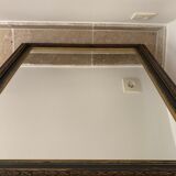 Miroir rectangle ancien lours bois sculpté peint patiné